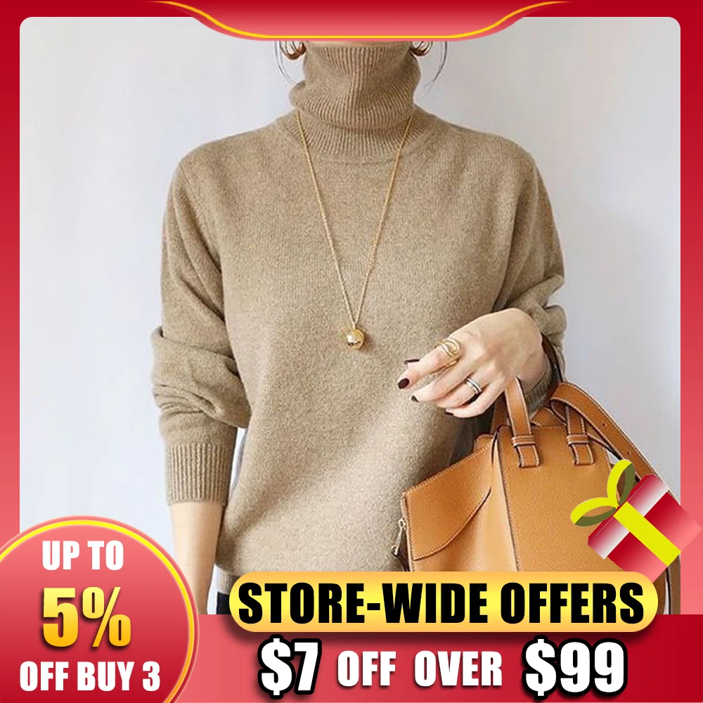 

Women's ​Turtleneck 2021 Autumn And Winter Hot New Products Solid Color Simple Pullover Warm Sweater Sweater Top Shirt Blous