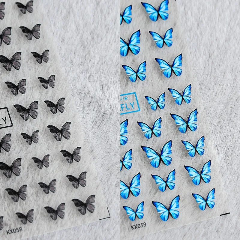 

Japanese 5D Adhesive Nail Sticker Frosted Thin Butterfly Sticker DIY Nail Art Nail Decals 2021 NEW