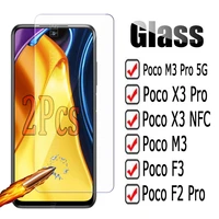 2 1pcs for xiaomi poco m3 pro 5g glass phone front screen protector film 9h tempered glass on poco f3 m3 f2 x3 nfc pro cover