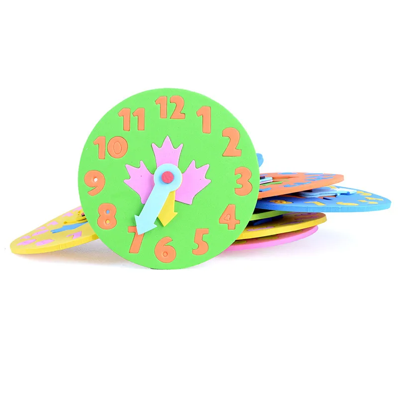 

1 Pc 3-6 years old Kids DIY Eva Clock Learning Education Toys Fun Jigsaw Puzzle Game for Children Baby Toy Gifts New Arrival