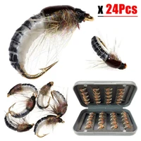 361224pcs woolly worm brown caddis nymph fly deer hair beetle trout fly fishing lure