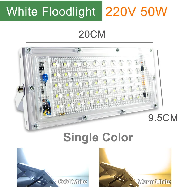 White Shell Light Kaguyahime Светодиодный прожектор 100 Вт 50 Вт 10 Вт Светодиодный прожектор IP65 водонепроницаемый наружный рефлектор освещение квадратная лампа свет в саду - Испускаемый цвет: White Shell Light
