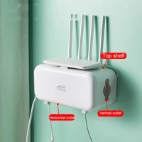 wall mounted power cord storage box space saving one click opening home cable fixing rack hanging tableside sundries organizer