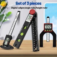 3pcs digital caliper 6 inch 0 15mm depth ruler angle ruler protractor digital display ruler