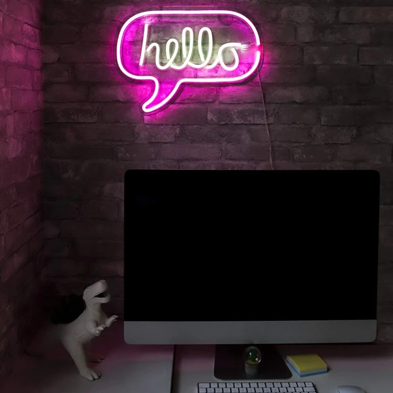 Светодиодный неоновый Hello USB настенный светильник для украшения дома/бара
