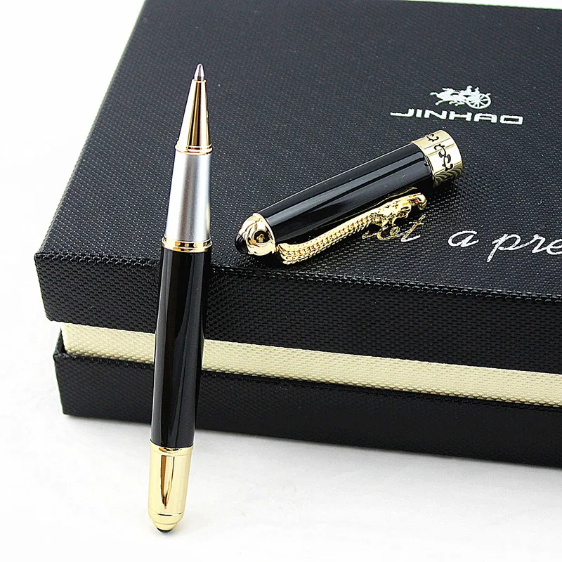 Jinhao1000 Dragon Clip 0,7 мм Ручка-роллер, средняя точка, черные чернила, серебро, золото, черный металл, подарочные шариковые ручки, офисные принадлежности
