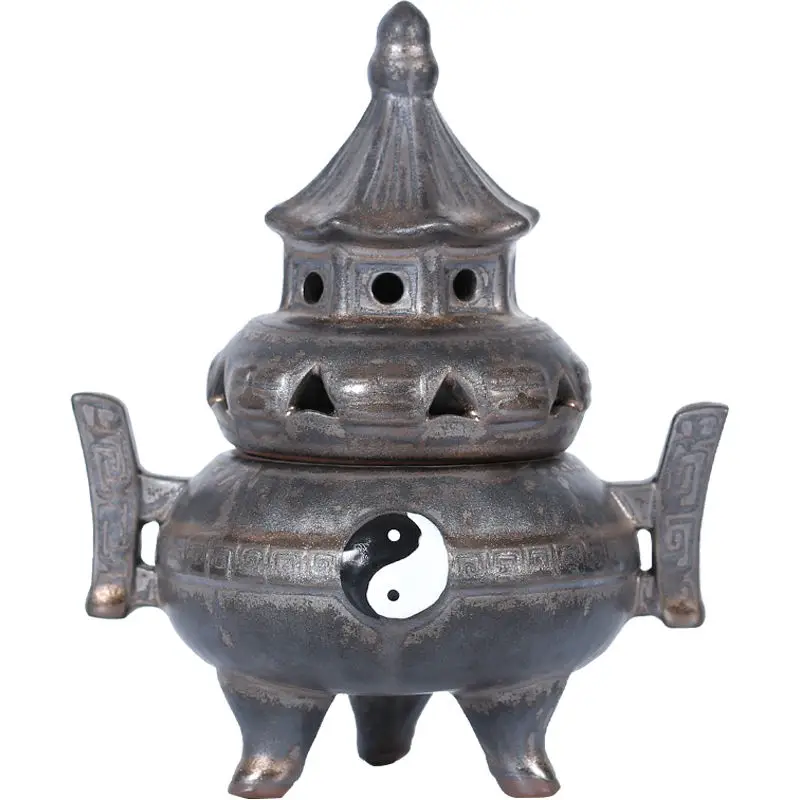 

Chinese Style Plate Incense Burner Incense Burner Household Indoor Zen Decoration Taoism Tai Chi Eight Trigrams Offering Stove