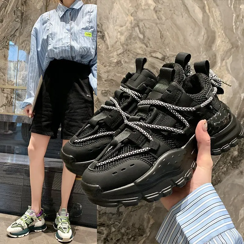 

2021 Spring Women Mesh Sneakers Autumn Luxury Female Solid White Trainers Casual Shoes Women Platform Multicolor Sneakers