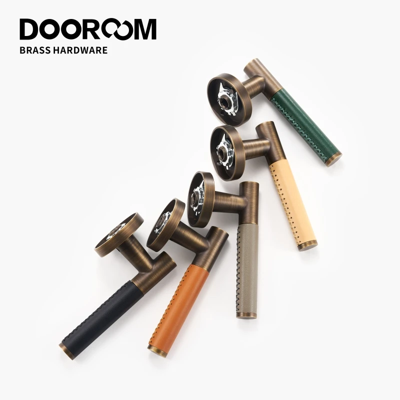 Дверной замок дверной из латуни и кожи в итальянском стиле|Дверные замки| |