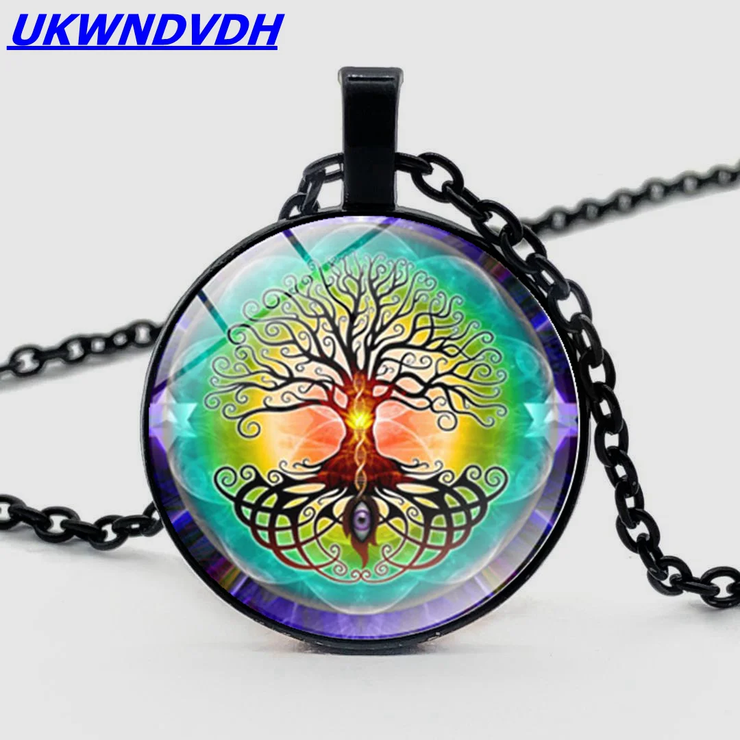 

Life Tree Necklace Evil Eye Bump Glass Pendant Fashion Retro Style Men and Women Necklace