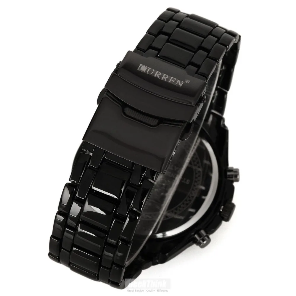 Роскошные черные кварцевые часы Curren из стали, мужские повседневные военные наручные часы, водонепроницаемые мужские часы, мужские часы