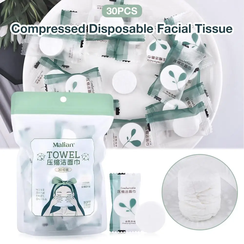 30 шт сжатые одноразовые салфетки для лица полотенце чистки хлопка путешествий 100%