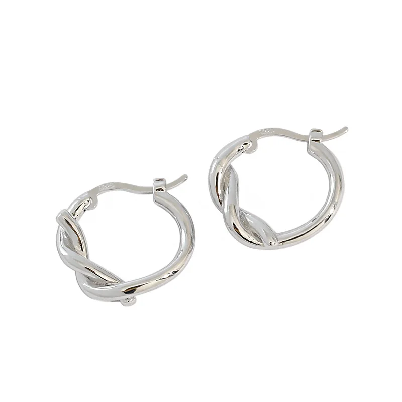 

CH-1093 S925 sterling silver earrings ins minimalist cold wind twisted twist earrings ear buckle female wild silver earrings