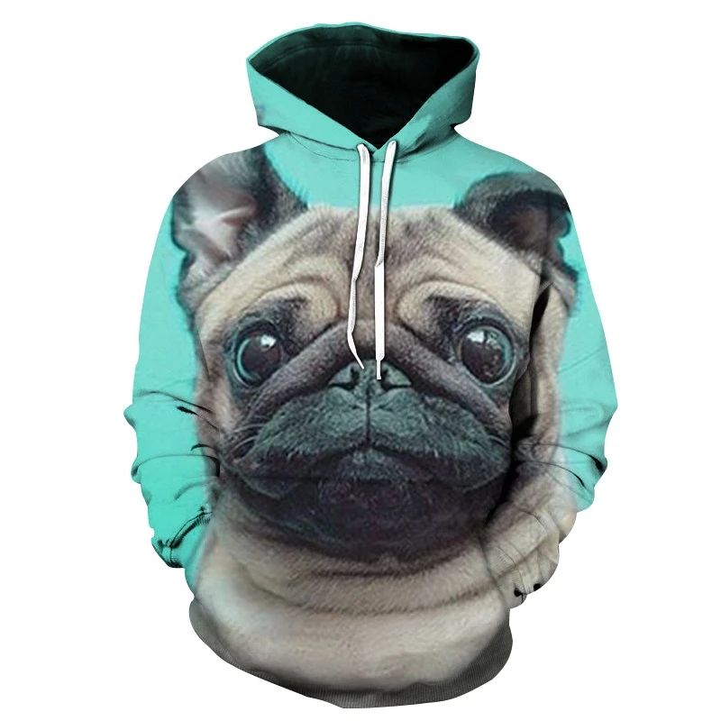 

2021 autumn and winter leisure pocket hoodie men's and women's hoodie pullover cute puppy 3D printing fashion hooded sweatshirt