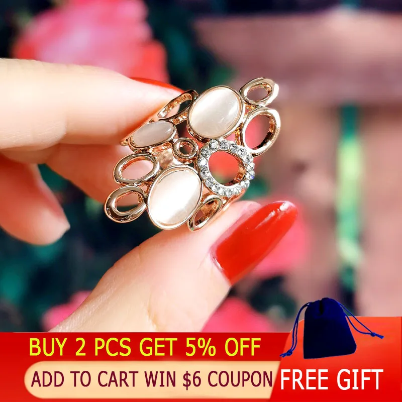 LEEKER очаровательные овальные опаловые камни кольца для женщин цвета розового