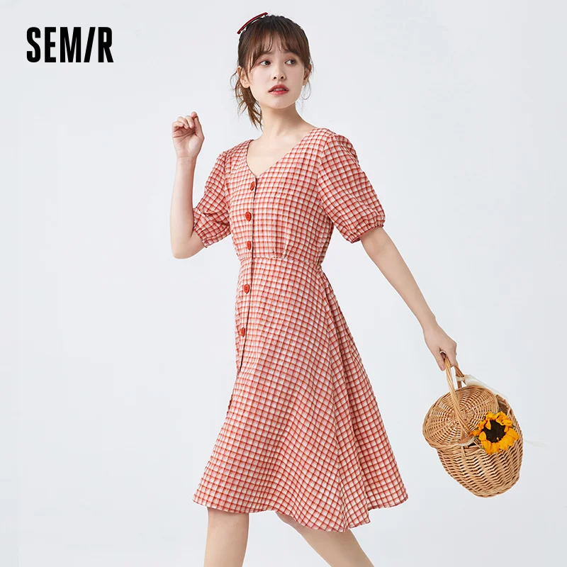 

SEMIR Women Summer Dress 2021 Fashion Blue Bellflower Dress Waist Slimming Dress Fashion Gentle Wind Dresses Woman