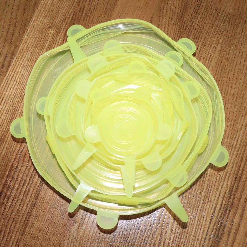 Food Silicone Cover Cap Universal Lids for Cookware Bowl Microwave Reusable Stretch Wrap Covers | Дом и сад
