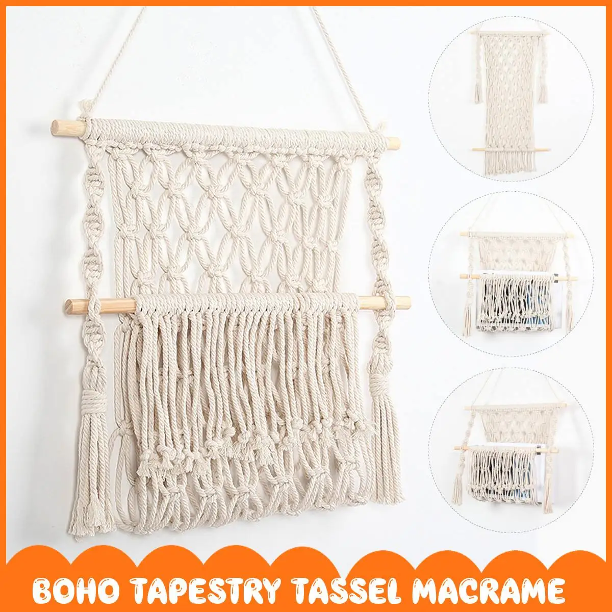 

Macrame Wall Hanging Tapestry Cotton Rope Tassel Hand Woven Tapestry Geometric Art Home Fabric Wall Tapestry Bohemian Boho Decor
