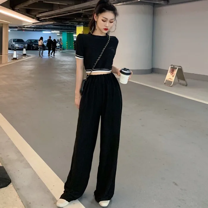 Модный летний женский комплект из двух предметов сексуальный топ с коротким