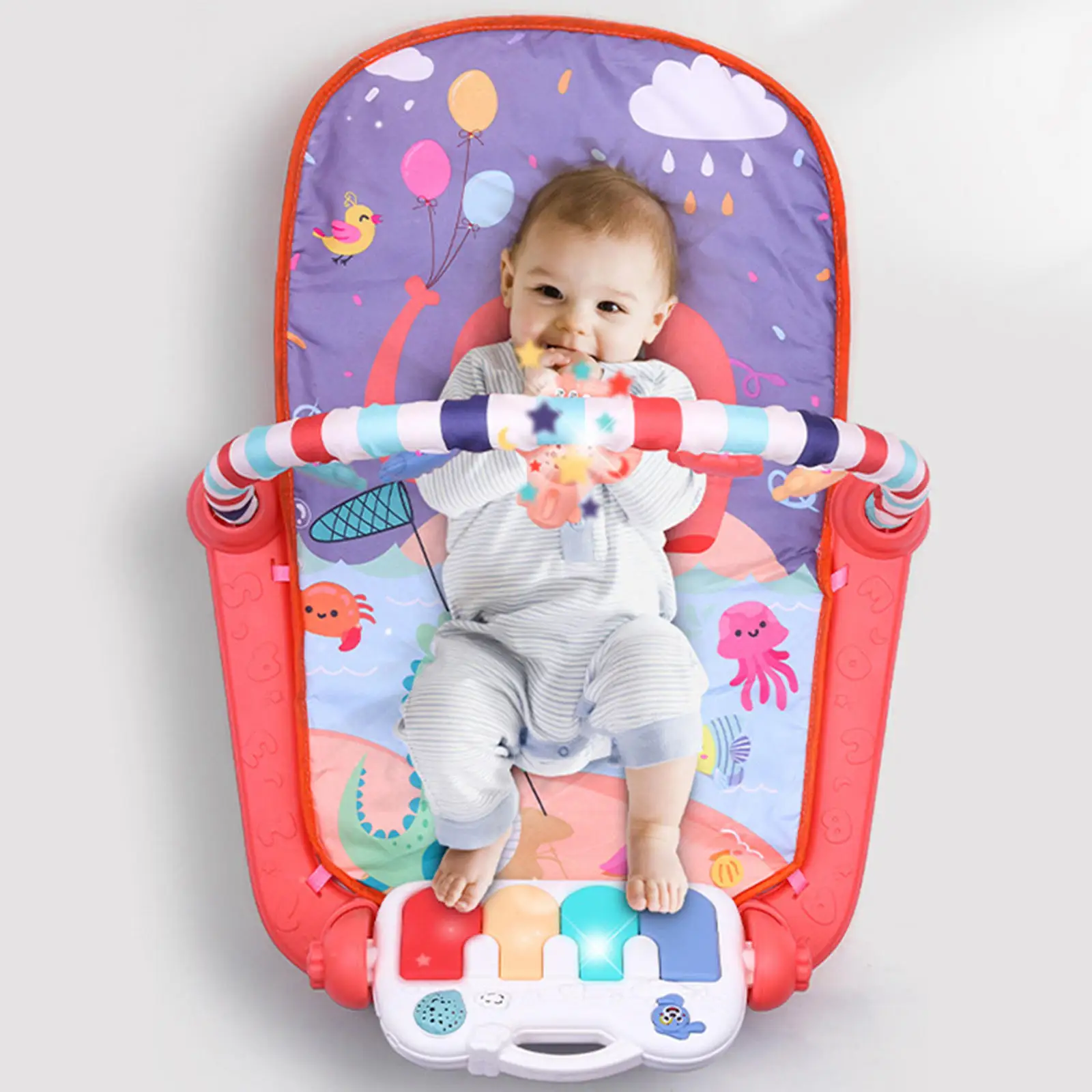 

Cartoon Baby Gym Play Mat Early Developmental Toys Activity Gym Musical Activity Center for 12-18 Months Babies Holiday Gifts