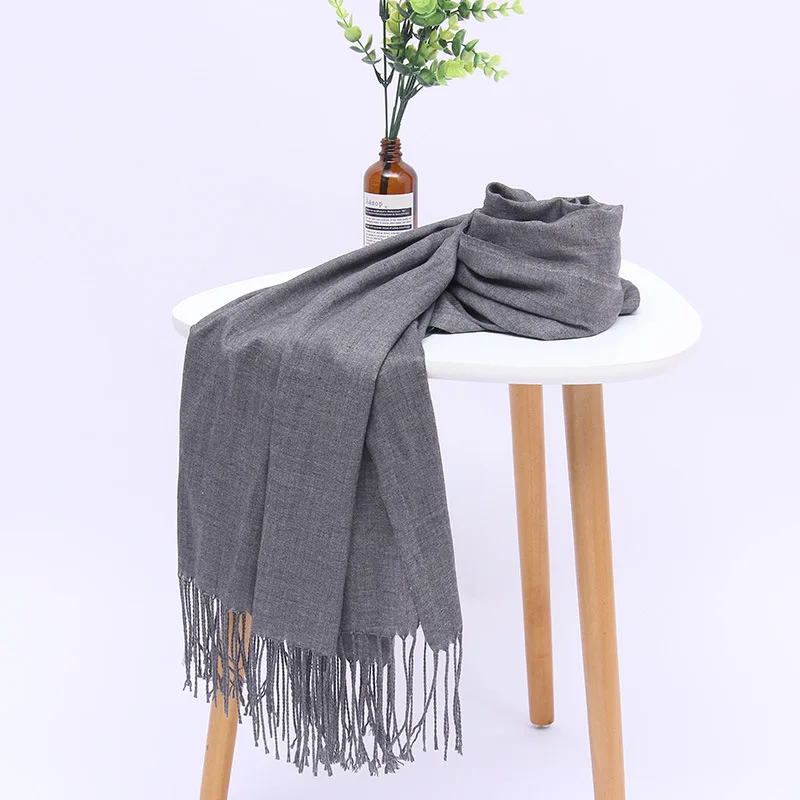 Женские однотонные хлопковые шарфы с кисточками женский зимний тонкий весенний