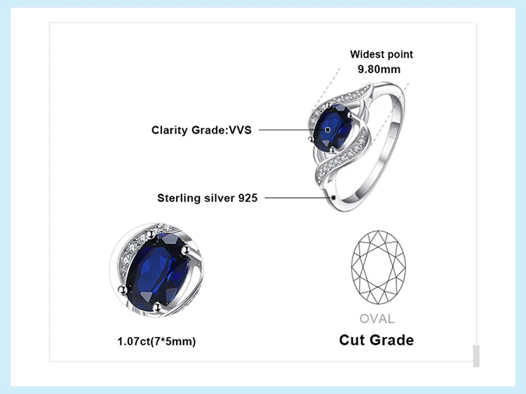 Jewelrypalace 1.1ct создан синий сапфир себе кольцо стерлингового серебра 925 silverfine ювелирные изделия Новогодний подарок для Для женщин Лидер продаж