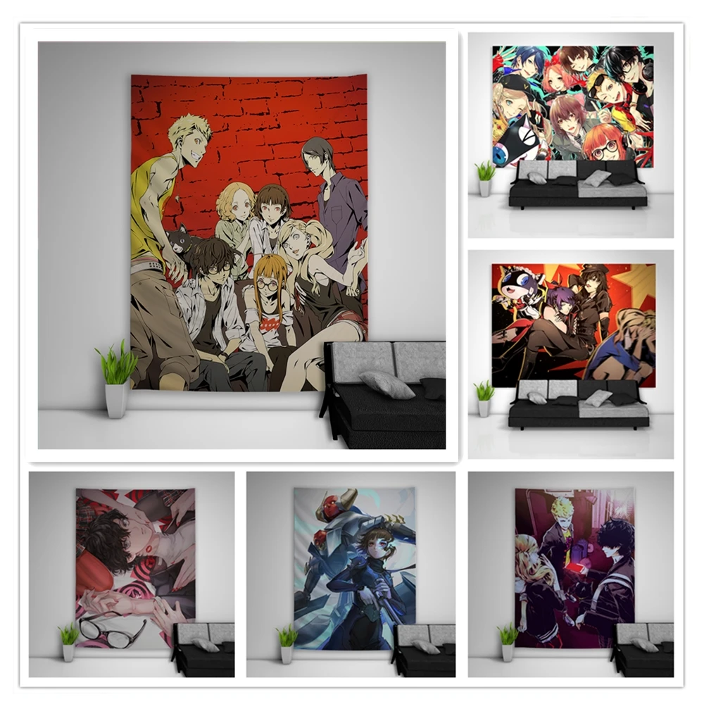 

Persona 5 Joker Amamiya Ren Tapestry Art Wall Hanging Sofa Table Bed Cover Home Decor Dorm Gift