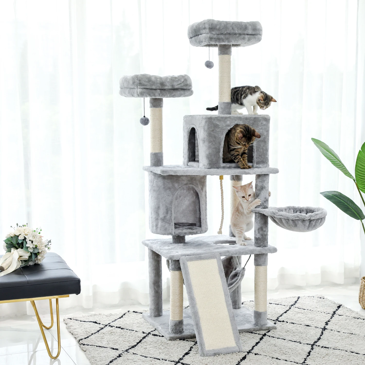 

Domestic Delivery Cat Tree Climb Frame Cat Furniture Scratching Post Pet Tree House Pet Supplies Kitten Toys 2 Colors Cat Condos
