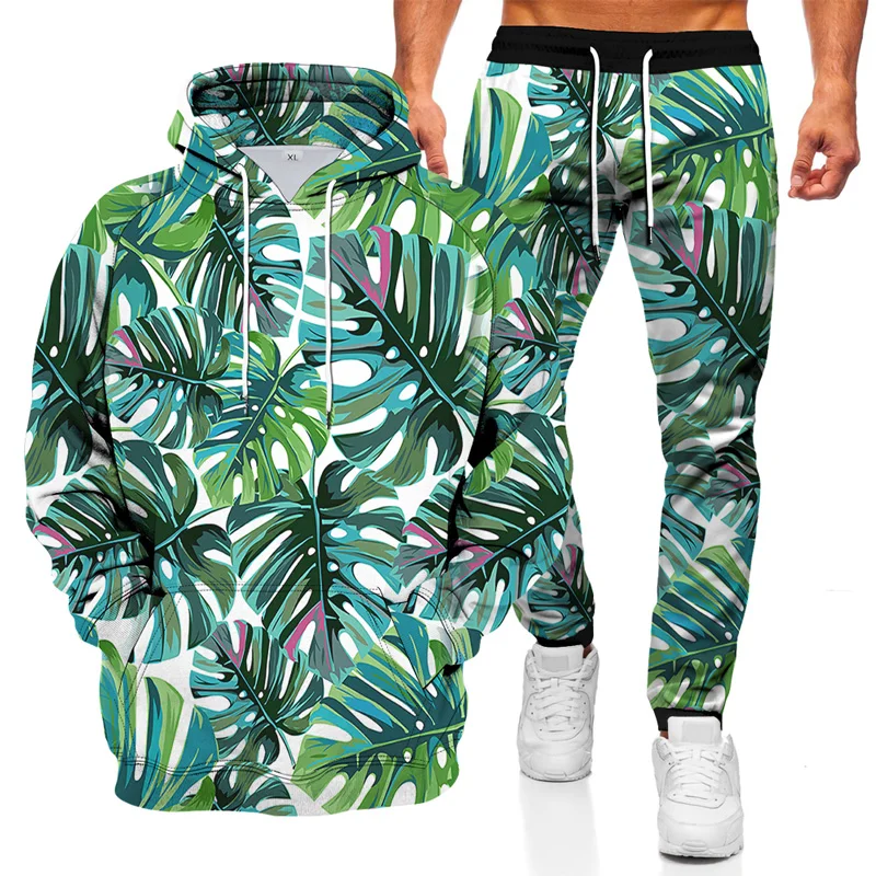 

Men's Sportswear Hoodie Sweater Men's Small Fresh 3D Leaf Digital Printing Suit Men's Sports Shirt Sports Casual Wear
