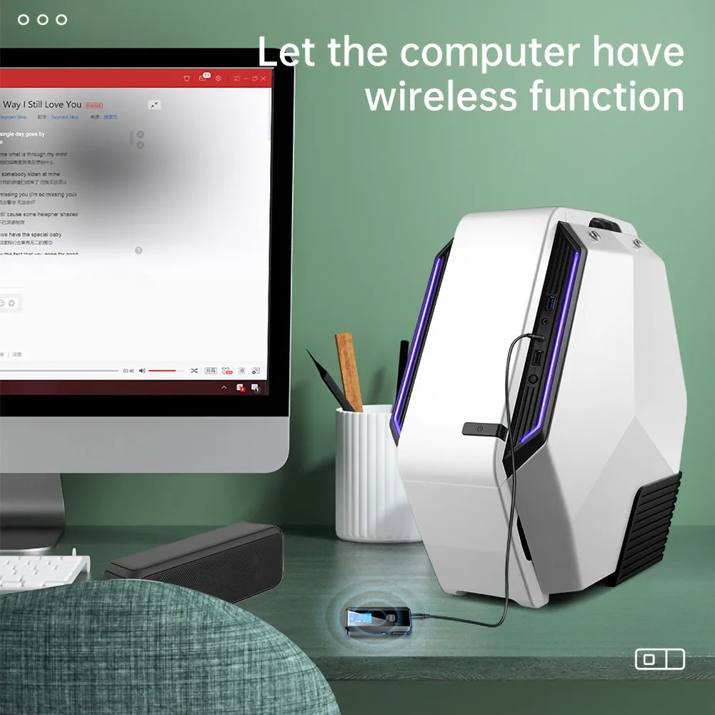 

Digital LCD Large Screen Wireless Audio Adapter Display Bluetooth 5.0 Audio Receiver Transmitter