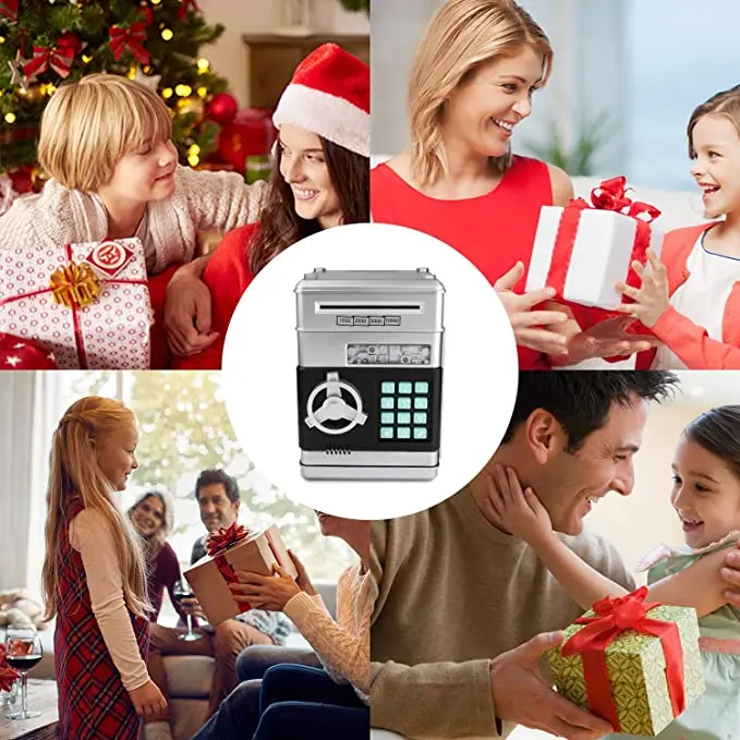 

Electronic Piggy Bank ATM Password Cash Coin Can Auto Scroll Paper Money Saving Box Counter Mini Safe Box Toy Gift For Kids