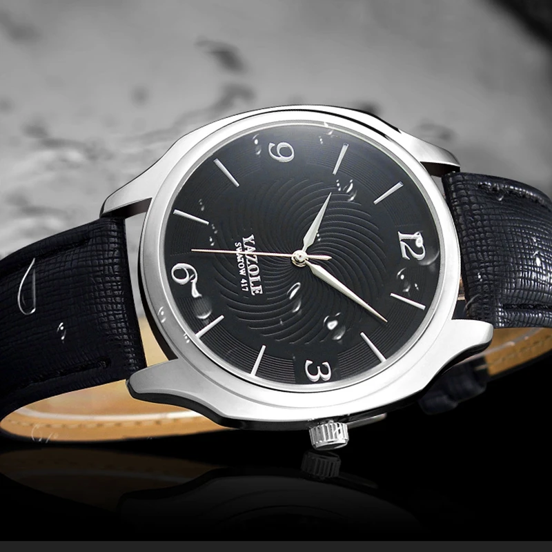 YAZOLE 417 Фирменные простые модные повседневные водонепроницаемые мужские часы