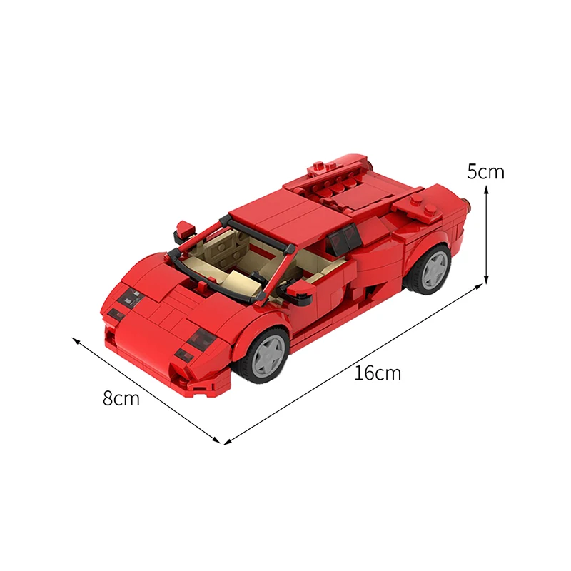 MOC Supercar LP5000 QV-Red Diablo 6.0 Car Building Blocks Kit Countach Hypercar Vehicle Road racing Toys For Children Xmas Gifts | Игрушки и