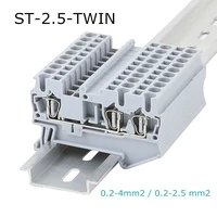 10pcs type st 2 5twin fast wiring contductor connector din rail modular push in screwless terminal block st 2 5 twin