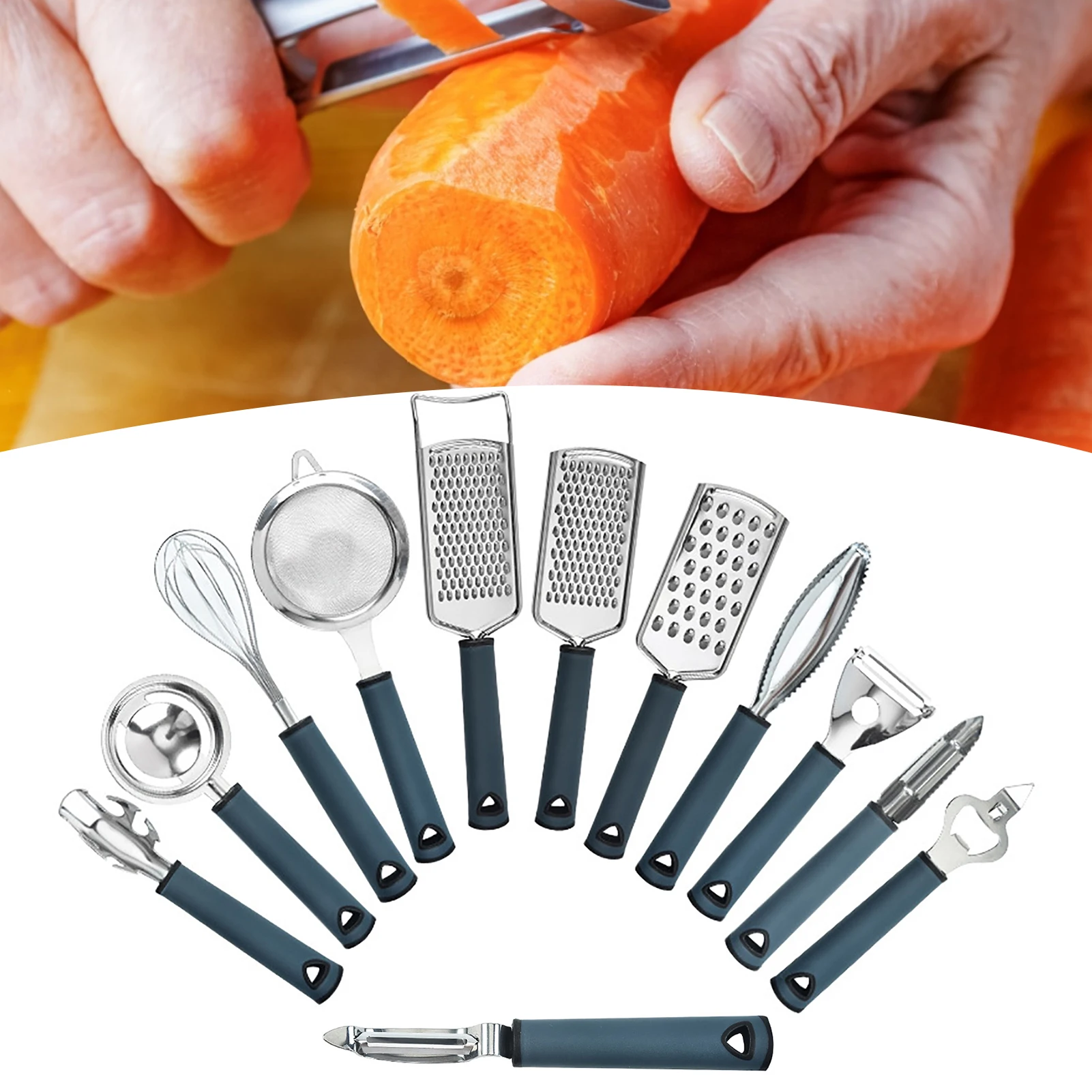

12 sets of multifunctional grater stainless steel kitchen cookware set household stainless steel kitchen gadgets set