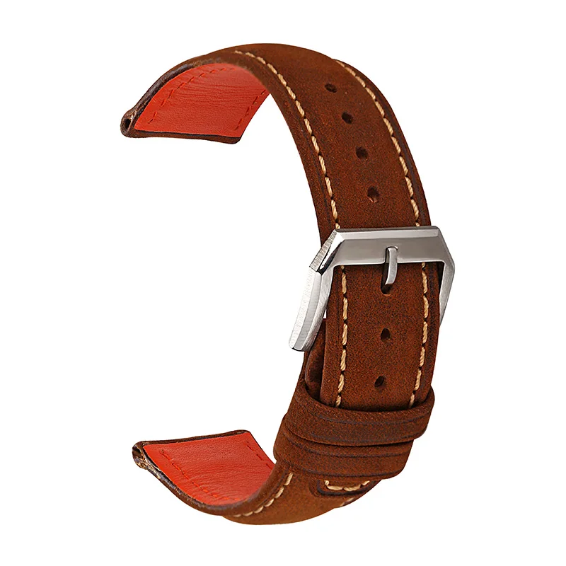 Hand-brushed Crazy Horse Leather Strap for San Martin Pilot Mark Watches Band 18 20 21 22MM Male Wrist watch | Наручные часы