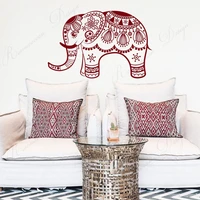 boho design elephant wall sticker vinyl art home decor room bedroom indian yoga studio elephant decals removable mural 4245