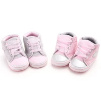 infant sneakers baby non slip high top ankle shoes heart pattern girls first walkers tulle lace up prewalker crib shoes 0 18m