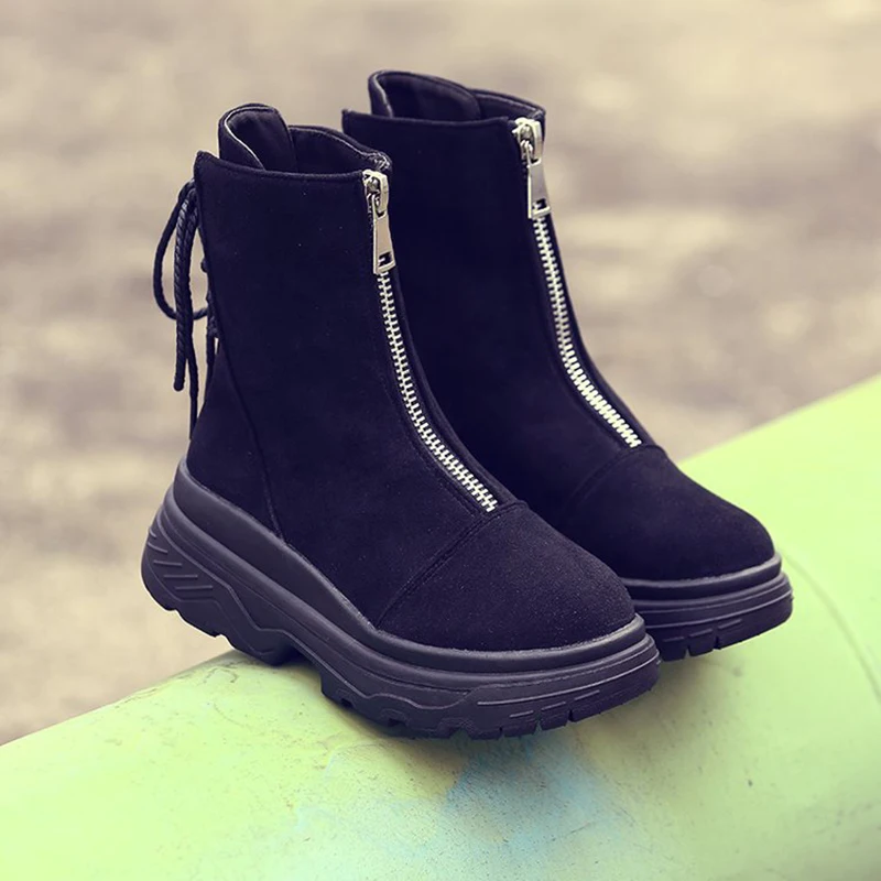 Женские Плюшевые Ботинки Ботильоны на плоской подошве зимние ботинки 2018 | Обувь