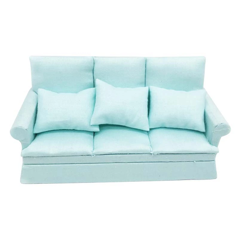 

1:12 Mini Dollhouse Furniture Sofa with 3Pcs Pillow Set Simulation Miniature Living Room DIY Doll House Decor