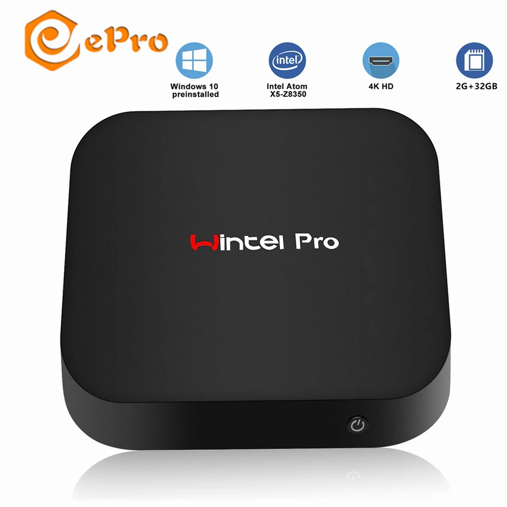 Мини ПК Wintel W8 Pro 2 ГБ 32 Intel Atom X5 28350 четырехъядерный двойной WIFI BT RJ45 100 м Win 10 компьютер