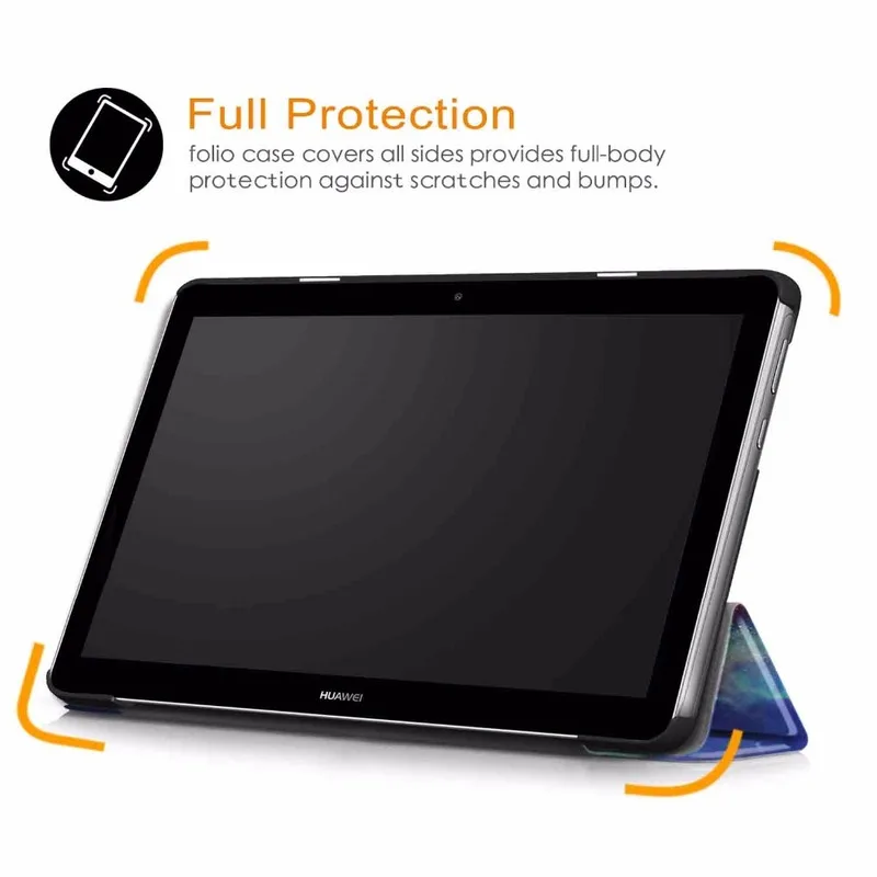 pu leather folio stand smart case for huawei mediapad t3 10 ags w09 ags l09 tablet cover for honor play pad 2 9 6filmstylus free global shipping