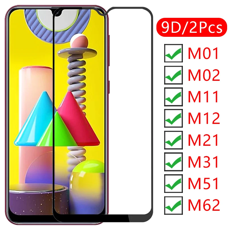 

9d screen protector tempered glass case for samsung m01 m02 m11 m12 m21 m31 prime m51 m62 cover on galaxy 51m protective coque