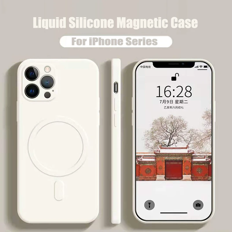 

Wireless Magnetic Original Case Shockproof Liquid Silicone Shell For iPhone 13 12 11 Pro Max X XR XSMax Funda Magnet Coque Cover