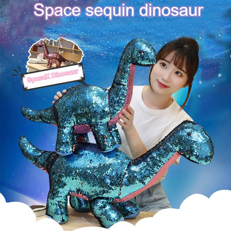 

Новинка 2021, милая распродажа, кукла динозавра космический корабль X Dragon с блестками, динозавр, плюшевые игрушки, мультяшный динозавр, мягкая ...