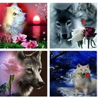 Полноразмерная Алмазная 5D картина из круглых страз, вышивка крестиком Волчья Роза, алмазная вышивка стразы, мозаика