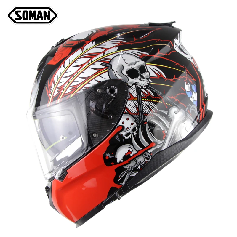 SOMAN мужской мотоциклетный шлем на заказ крутой Полнолицевой двойной козырек мото