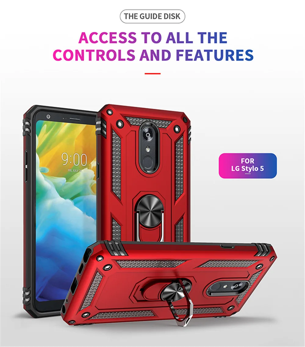 

For LG Stylo 5 Case Cover Armor Rugged Military Shockproof Car Holder Ring Case For LG Stylo 5 6.2" LM-Q720 Stylo5 Coque Funda