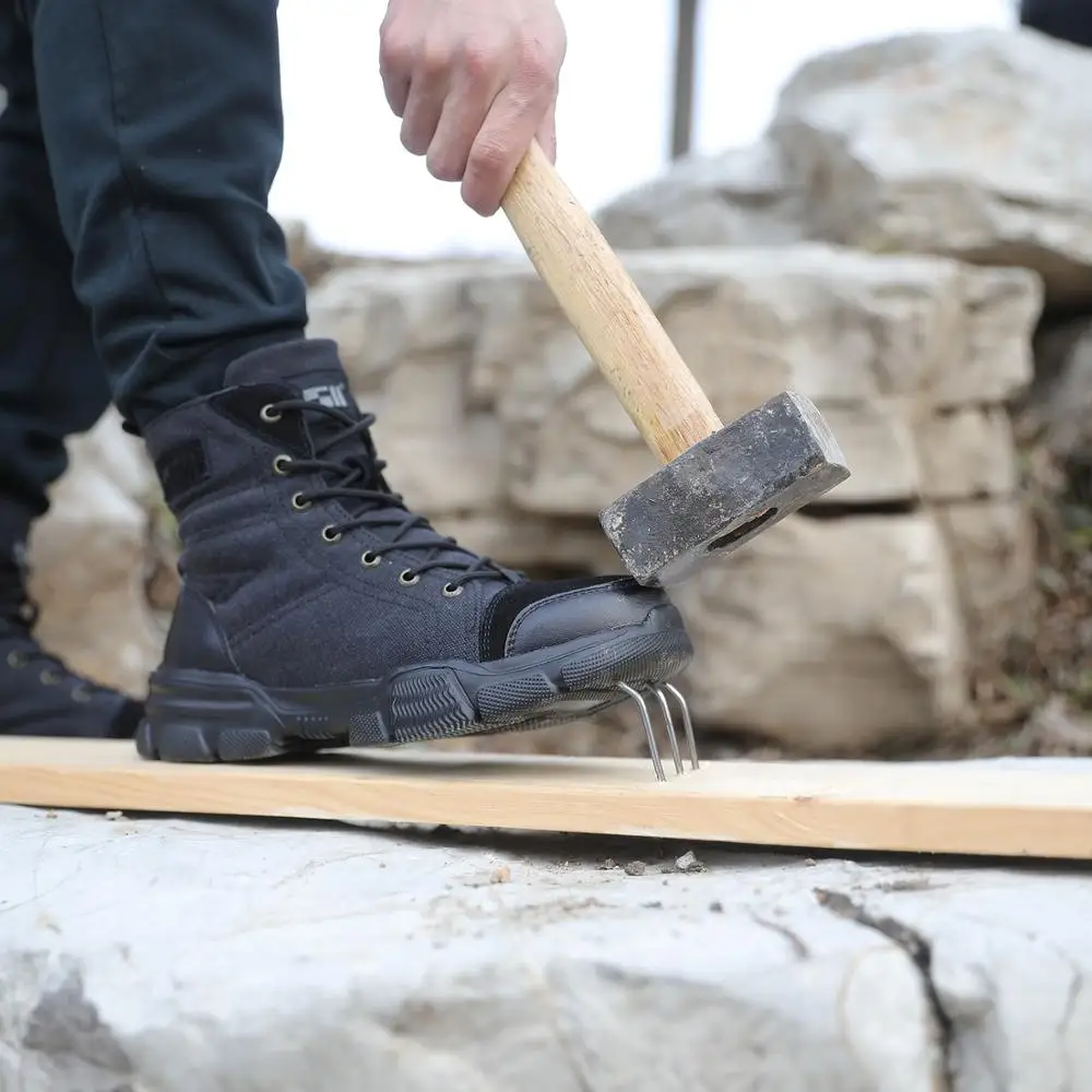 Мужская защитная обувь BAOLESEM рабочая стальной носок тактические рабочие ботинки