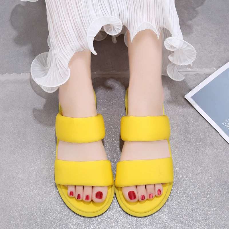 Женские летние пляжные шлепанцы сандалии на плоской подошве пляжная обувь с